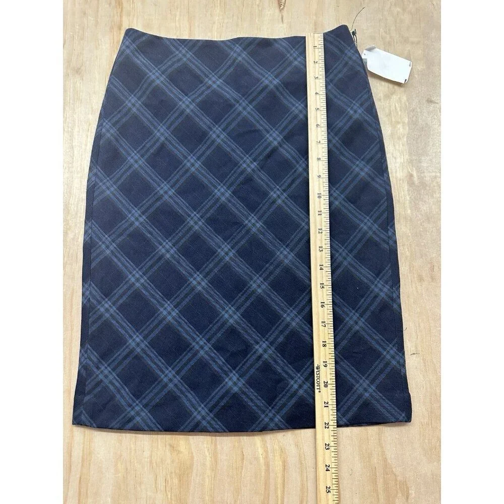 Vince Camuto Plaid Pencil Skirt‎ Sz 0 Blue Black Mini Work Career Office NWTs